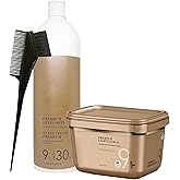 BlondeMe Lightener 9+ Premium Bleach 450 grams, Blonde Me Developer 9% / 30 Vol 1 Liter and M Hair Designs Tint Brush Comb (Bundle), Off White