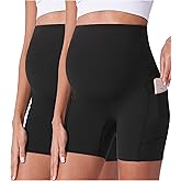 POSHDIVAH Maternity Shorts for Women Over Belly Biker Summer Pregnancy Workout Yoga Active Running Short Leggings 5"