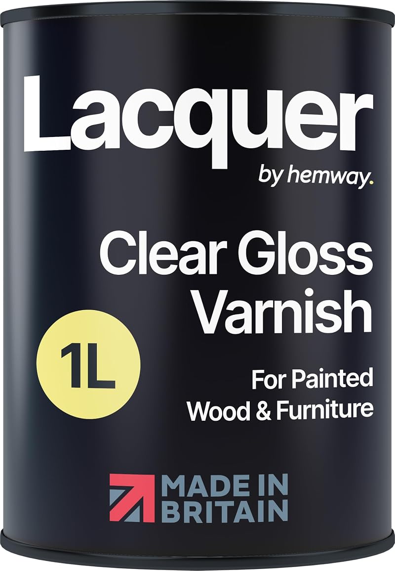 Hemway Clear Gloss Lacquer 1L Multi-Surface Varnish Wood Furniture Interior