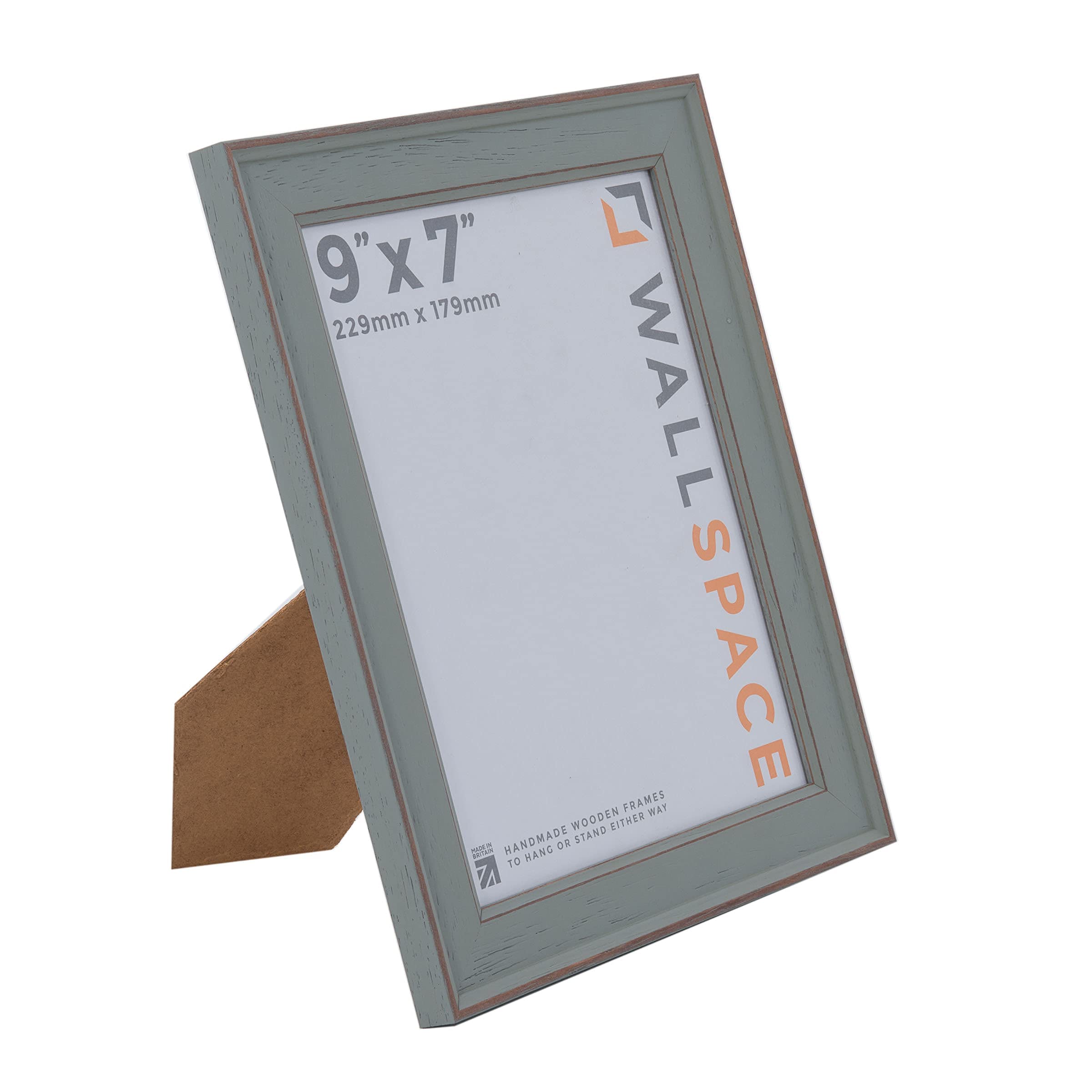 Wall Space Shabby Chic 9x7 Green Picture Frame | Green 7x9 Photo Frame | 9 x 7 inch | 229x178mm | 22.9x17.8cm | Solid Wood Wooden with Real Glass | Handmade in UK — image 1