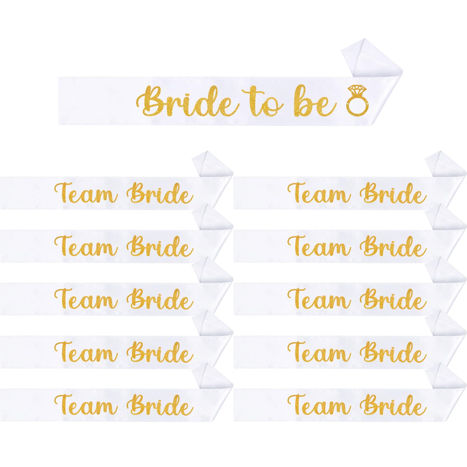 Yueshop 11PCS Hen Party Sashes, Team Bride Strap Bachelor Party Eco-Friendly & Durable Bachelorette Party Sashes Great for Wedding, Bridal, Bachelorette Party (White+White)