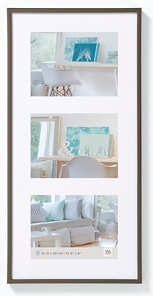 walther design Bilderrahmen stahl 3X 15x20 cm Galerie mit Passepartout, New Lifestyle Kunststoffrahmen KV320D