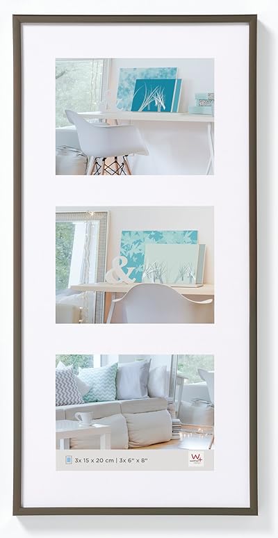walther design Bilderrahmen stahl 3X 15x20 cm Galerie mit Passepartout, New Lifestyle Kunststoffrahmen KV320D