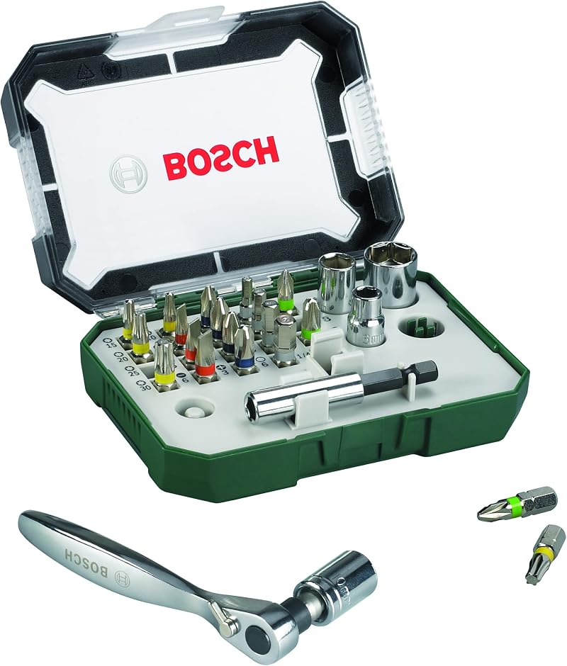 Bosch 26pc Screwdriver Bit and Ratchet Set PH, PZ, Hex, Torx S-Bit Accessories