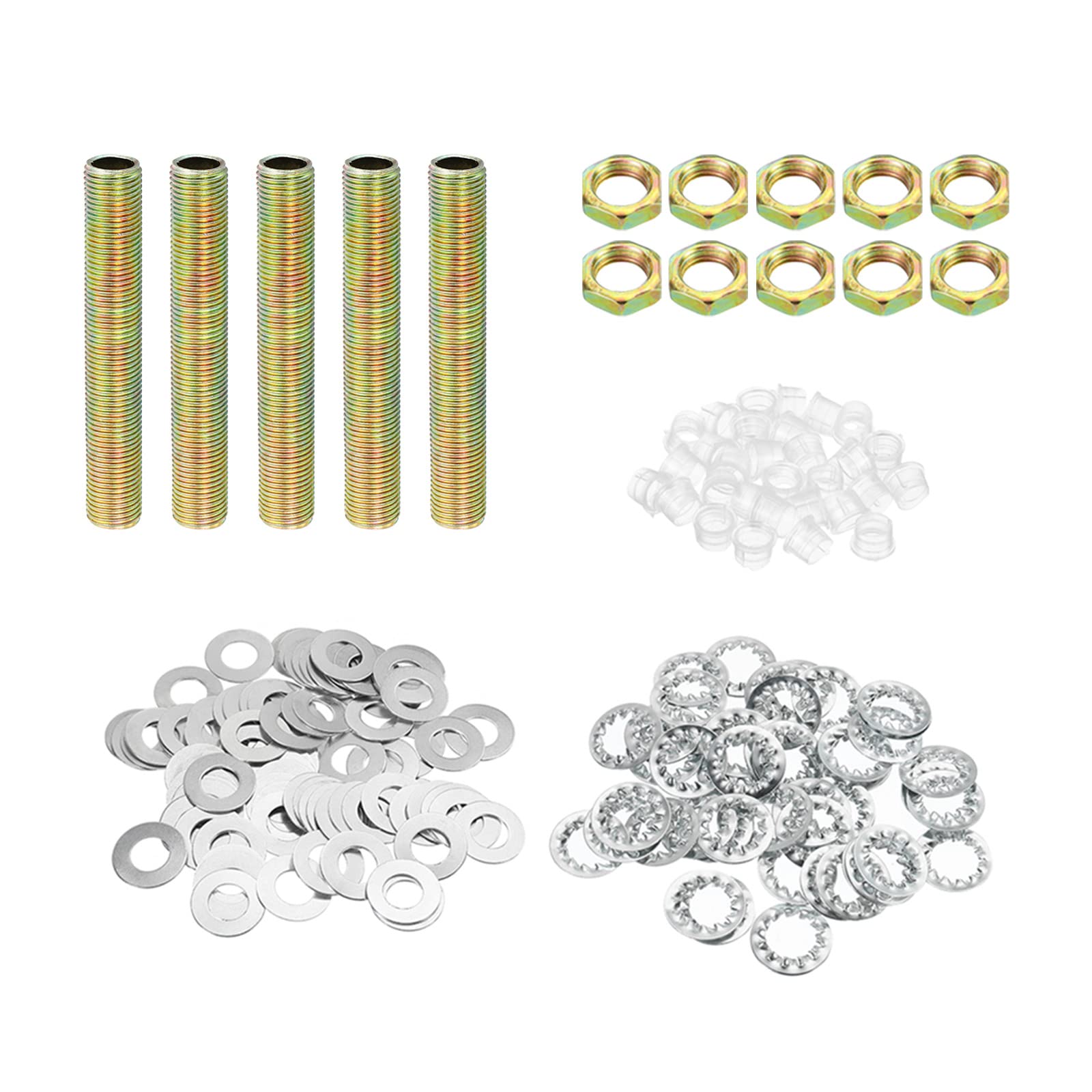 PATIKIL 1/8IP Thread 2.56" Lamp Pipe Kit with Lock Nuts Washers, 1 Set Fasteners Assortment Hardware for Chandelier Ceiling Light DIY, Zinc Plating
