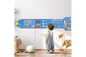 Spacocld Rocket Activity Wall Busy Board Panels - Sensory Wall Panel for Kids, Montessori Toddler Wall Activity Board, Wall Toys for Toddlers 3, Activity Cube, Wall Activity Board, Blue(5PCS)
