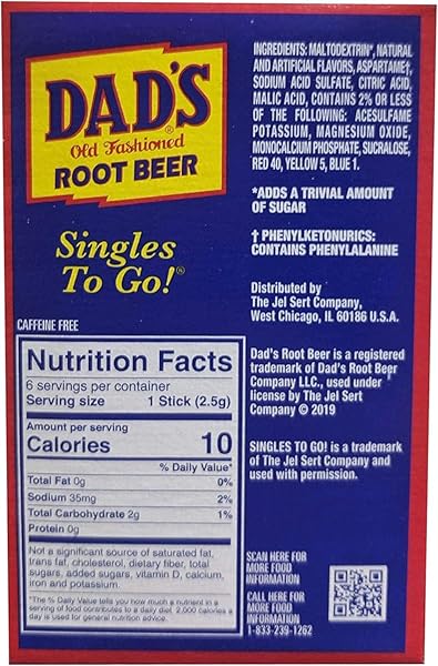 DAD’S, SINGLES TO GO ROOT BEER STICKS, 0.53 OUNCE