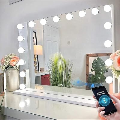 FENCHILIN Hollywood Vanity Mirror with Lights 18 LED 3 Color Modes 80x60