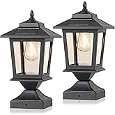 Derynome Solar Post Cap Lights,Waterproof Outdoor Light for 4x4 Wooden Posts, Solar Lights with Glass Shade for Deck Fence Pa