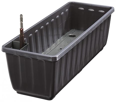 Blumenkasten AQUA FLOR Plus mit Bewässerung und Wasserstandanzeiger, Farben:anthrazit 38;Länge:100 cm