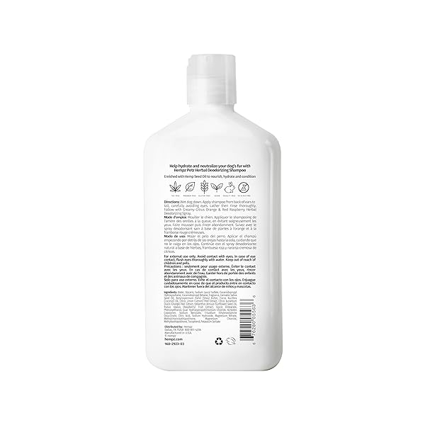 HEMPZ PETZ DOG SHAMPOO, CREAMY CITRUS ORANGE & RED RASPBERRY HERBAL DEODORIZING CLEANSER, 17 OZ.