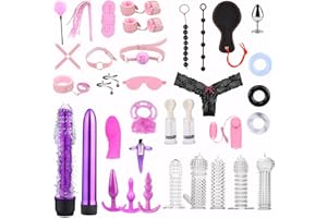 Sex Bondage Toys Kit 34 PCS, BDSM Bondage Sex Set Sex Toys Various Anal Plugs Butt Plugs Set for Beginners, Fetish Couples Se