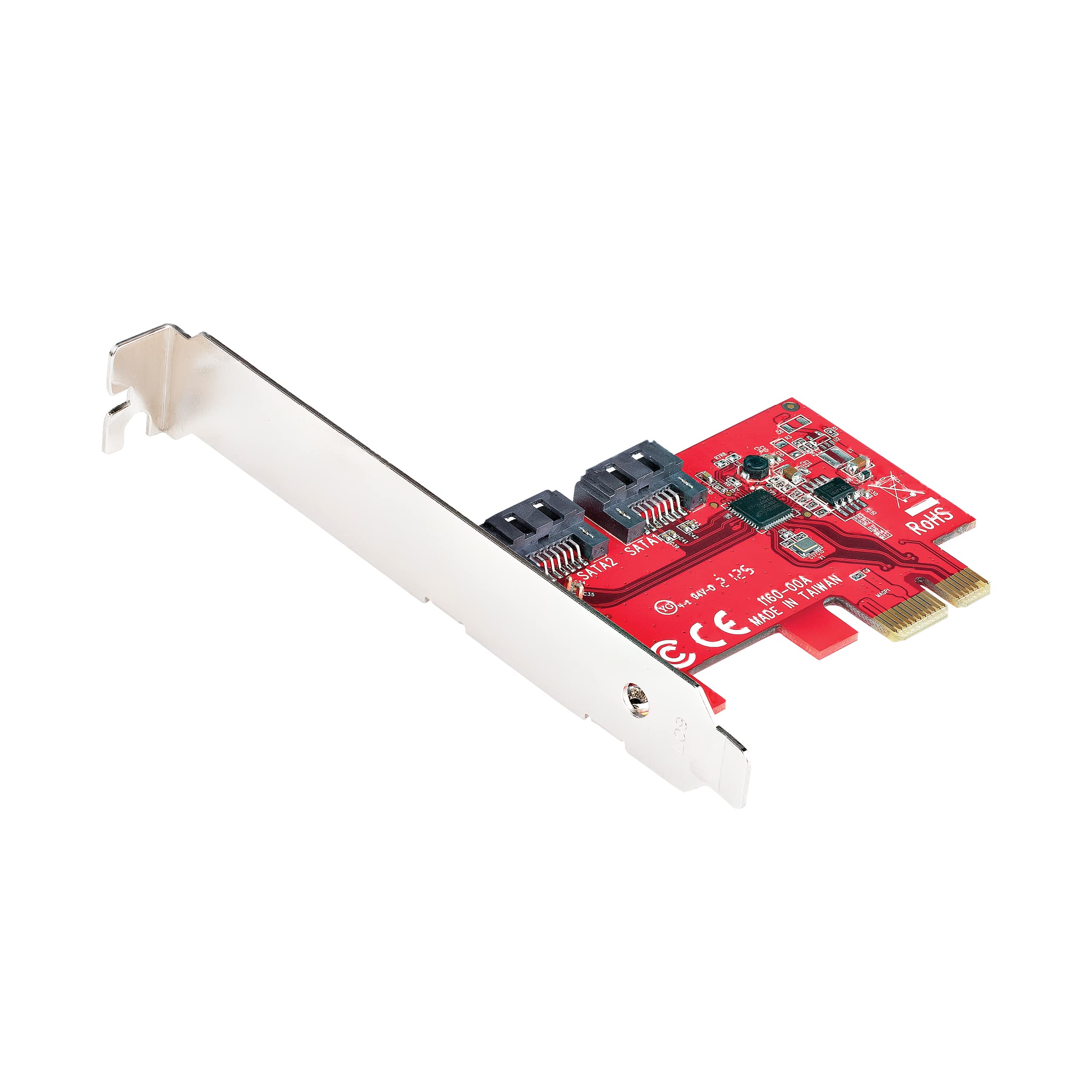 StarTech.com SATA PCIe Card - 2 Port PCIe SATA Expansion Card - 6Gbps - Full/Low Profile - PCI Express to SATA Adapter/Controller - ASM1061 Non-Raid - PCIe to SATA Converter, TAA
