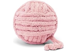ERLYEEN Chenille Chunky Yarn Super Bulky Soft Thick Fluffy Jumbo Giant Washable Polyester Big Yarn DIY for Arm Knit Blanket Cushion Bed Sofa Home Decor,Light Pink,0.55LB
