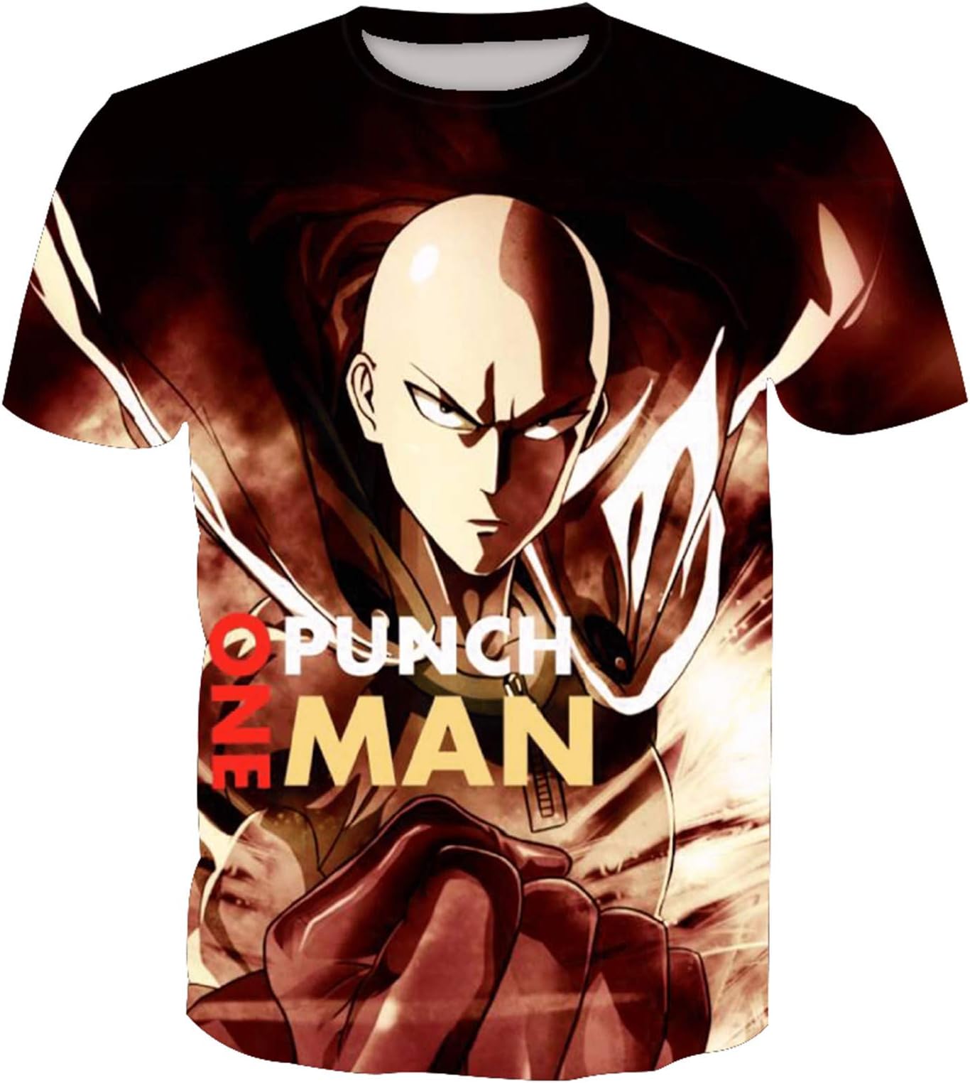 Mens O-Neck 3D Digital One-Punch Man Print Short Sleeve Summer T-Shirts