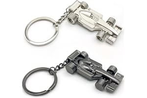 cuttnell F1 Keychain (2-Pack Silver & Black), Cool 3D Metal Racing Model Keychain for Gifts for Yourself or Your Boyfriend, Husband, Father, Driver and All Fans Who Love F1 & Formula One