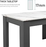 Blisswood 140cm Dining Table 4 Chairs PU Leather White Marble Grey view 4