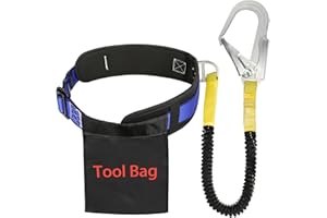 STRAPSPRO Safety Belt with Lanyard, Safety Harness Belt Fall Protection Kit for Men Women, Tree Climbing Strap Harness Belt with Shock Absorbing Lanyard D Ring, Updated Comfortable Waist Pad