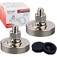 MUTUACTOR 2Pack 150lb Super Powerful Neodymium Round Magnet with Anti-Scratch Rubber Cover and D3/8 ''-16 Male Threaded Stud,Magnetic Mounting for Camera,Tripod, Lighting and Other Accessories