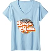 Womens Funky Vintage Retro Disco Dancer 70s Boogie Mama Party Theme V-Neck T-Shirt