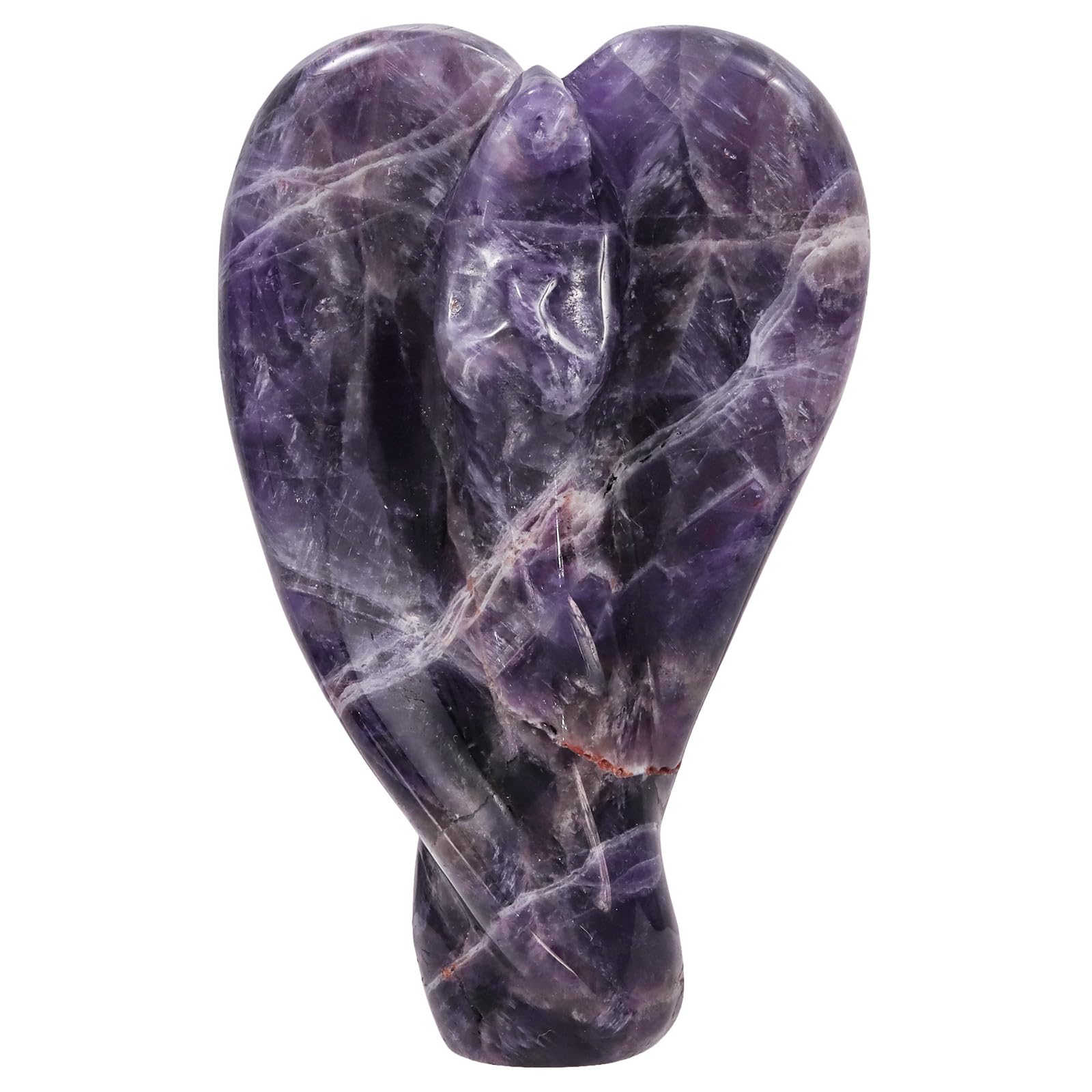 Nupuyai 3.8" Amethyst Crystal Abstract Angel Statue, Love Guardian Praying Angel Figurine Hand Carved Stone Pocket Statue Good Luck Home Office Car Decor