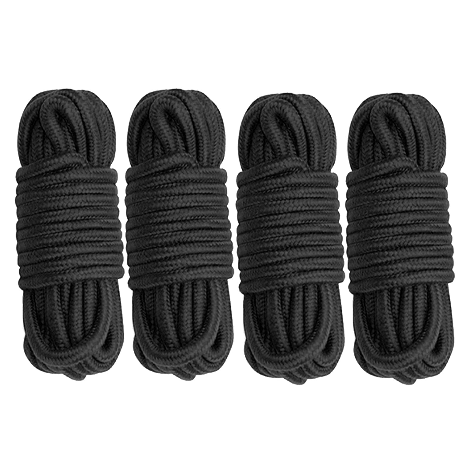 Cosymate Soft Cotton Rope Binding Rope All Purpose Thick Cotton Twisted Knot Tying Rope, 8mm Diameter, 5m Long, Pack of 4, Black