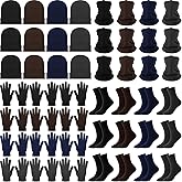 Xtinmee Bulk Winter Knit Beanie Hats Gloves Neck Warmers Socks Set for Unisex Men Women Donation Homeless Charity