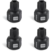 toolant 3/8-Inch Drive TT55 Impact Torx Bit Sockets, 4-Piece | S2 steel one-piece sockets feature anti-roll flats, pin holes, and laser-etched size markings