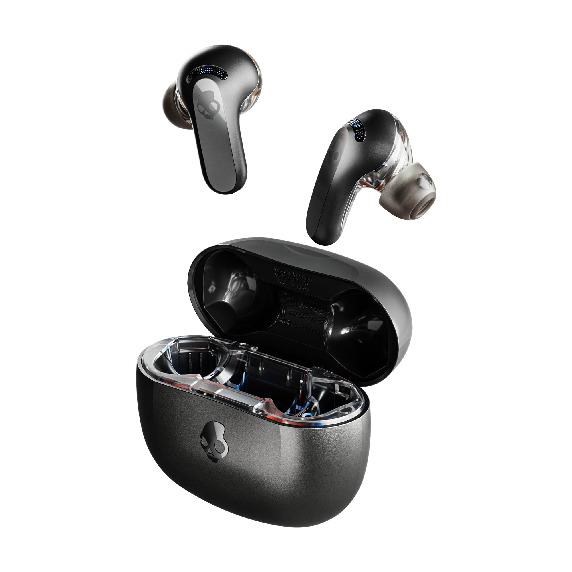Photo 1 of Skullcandy Rail ANC Wireless Earbuds, Bluetooth Headphones, Active Noise Cancelling, Up to 38 Hours Battery, Microphone for iPhone Android, Customizable via Skull-iQ App - True Black