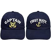 AnapoliZ Captain Hat, First Mate Hat Set | Adjustable Captain Cap, First Mate (2 pcs.) Sailor Set | Sailor Yacht 2 Piece Cap Set | Sea Captain Baseball Cap, Skipper & First Mate Set Navy