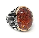 KAR New 925K Sterling Silver Honey Amber Stone