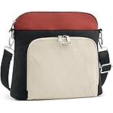 G4Free Anti-Theft Crossbody Bags for Women, Lightweight Nylon Shoulder Purse Medium Handbags for Travel Work-Black&Red