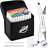 QFOUR Alcohol Markers, 48 Colors Art Marker, Coloring Markers, Brush & Chisel Tip Drawing Marker for Adults Sketching, Illustration, Card Making
