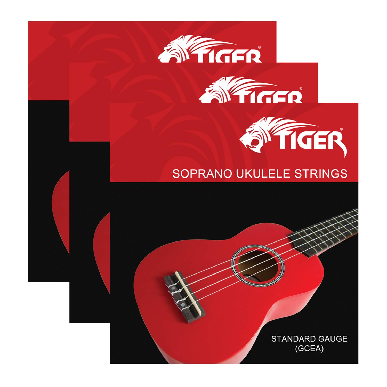 TIGER UAC14-3 Soprano Ukulele Strings - Standard Gauge - Quality Tone - Pack of 3 Sets