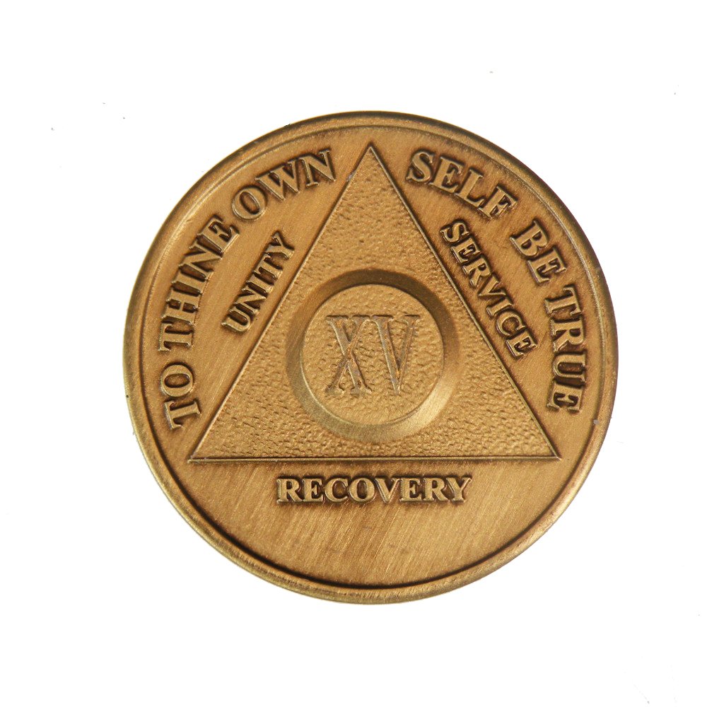 15 Year Bronze AA (Alcoholics Anonymous) - Sober / Sobriety / Birthday / Anniversary / Recovery / Medallion / Coin / Chip by Generic