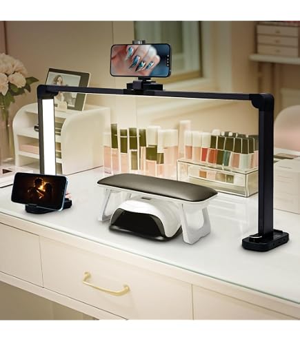 Afatnao Foldable Half Moon LED Desk Lamp – 3000LM, 4000K-6500K Dimmable, 3 Color Modes, RA90, Eye-Care, U-Shaped Head – For Nail Tech, Lash Extensions, Tattoo, Eyebrows, & Detailed Work