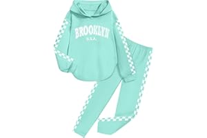 KANGKANG Girls Clothes Fall Winter Outfits Graphic Hooded Sweatsuits Sweatpants 2Pcs Set