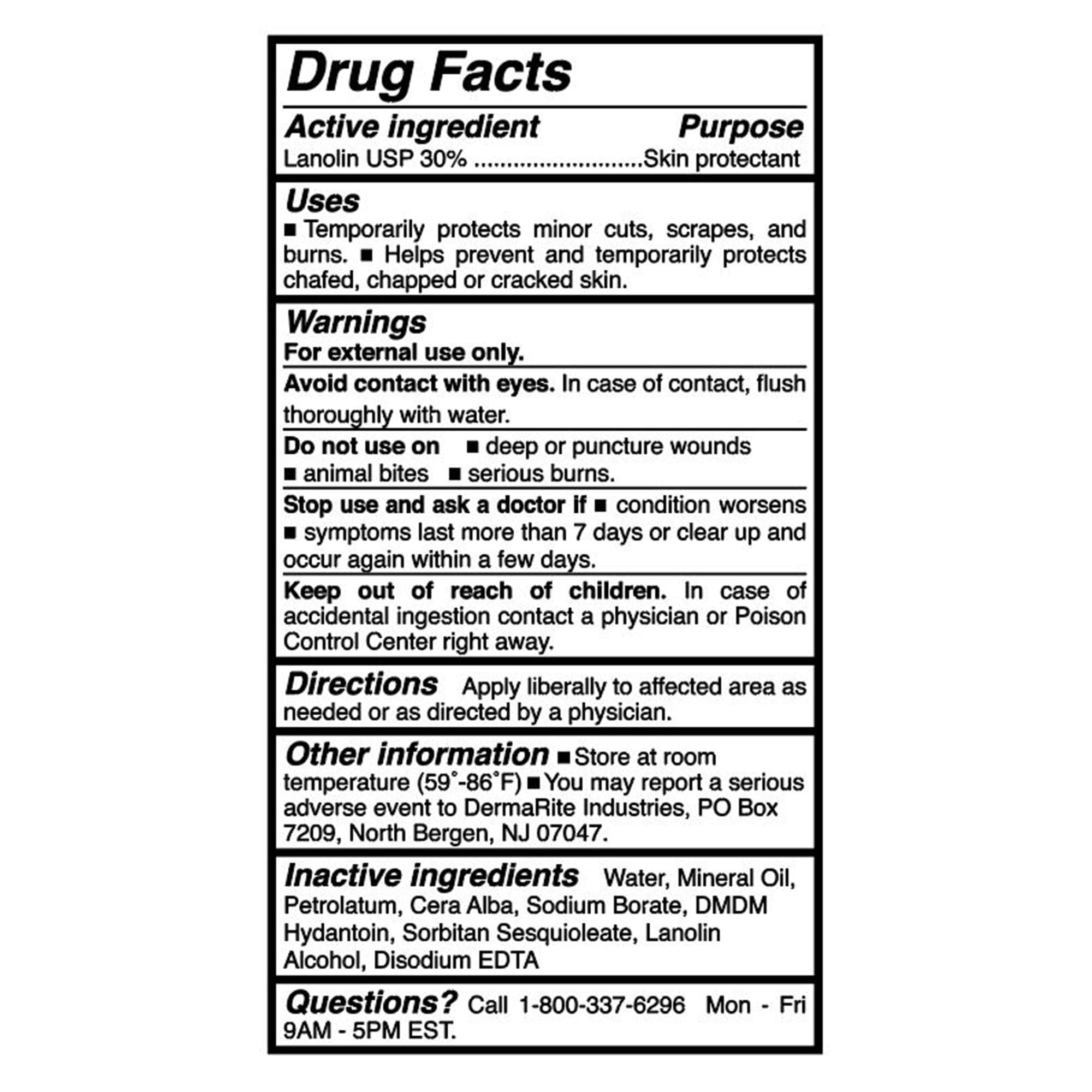 DermaRite's Lantiseptic Dry Skin Therapy Skin Protectant - Scented Moisturizing Cream, Enriched with 30% Lanolin - 4 oz. Tube, 2 Count