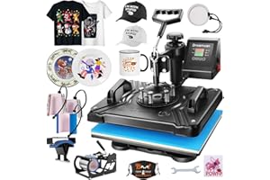 WHUBEFY Heat Press,8 in 1 Multifunctional Tshirt Printing Machine 15"x12" Digital Industrial Heat Transfer Machine,Swing Away Sublimation Heat Press Machine for T Shirts/Mug/Cap/Plate/DIY