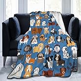 Perinsto Cute Puppy Dogs Animal Throw Blanket Ultra Soft Warm All Season Decorative Fleece Blankets for Bed Chair Car Sofa Couch Bedroom 80"X60"