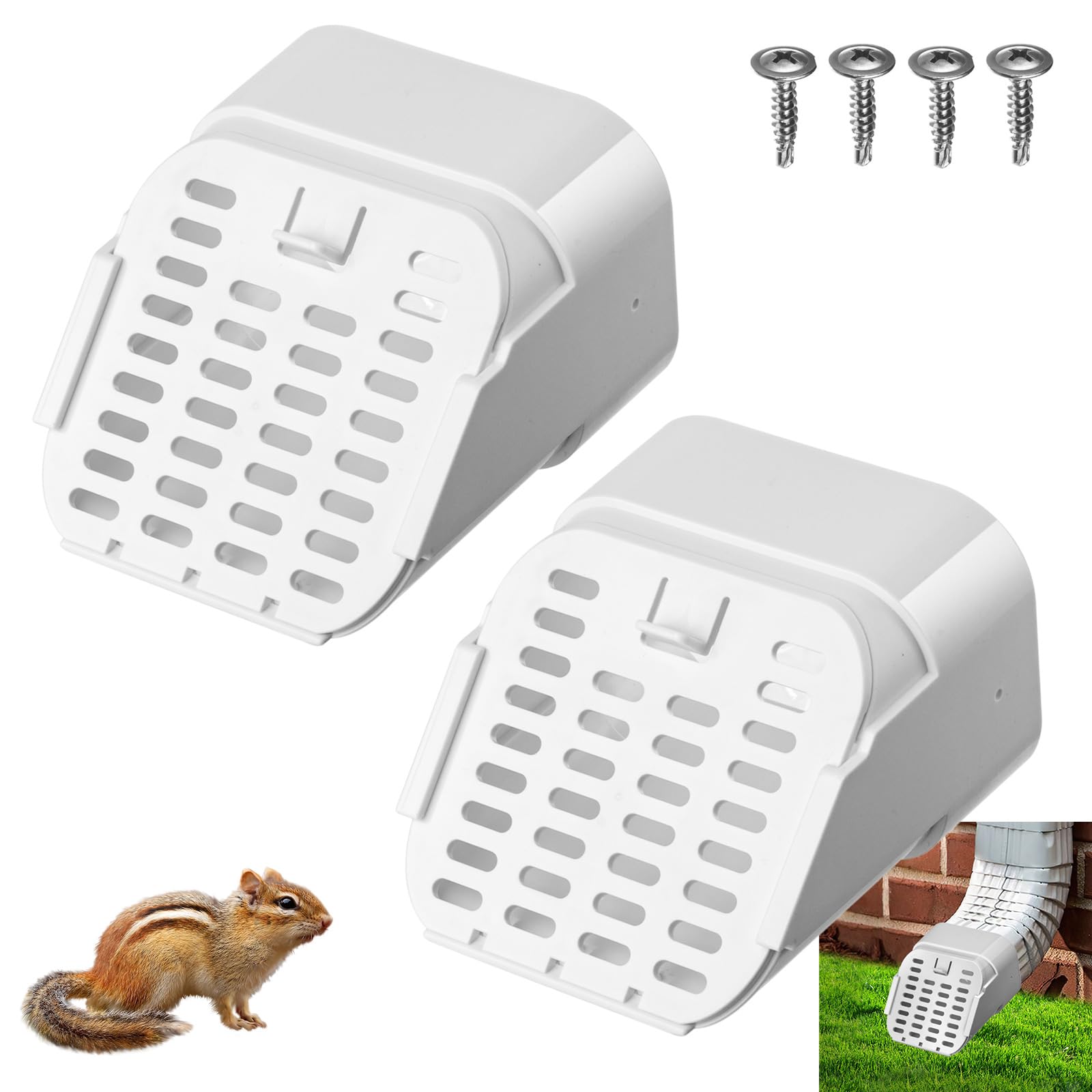 Photo 1 of Lebenwell 3"x4" 2 Pack Gutter Downspout Extensions Gutter Downspouts Downspout Diverter Outlet Filter and Leaf Guard for Bottom of Downspouts Extender