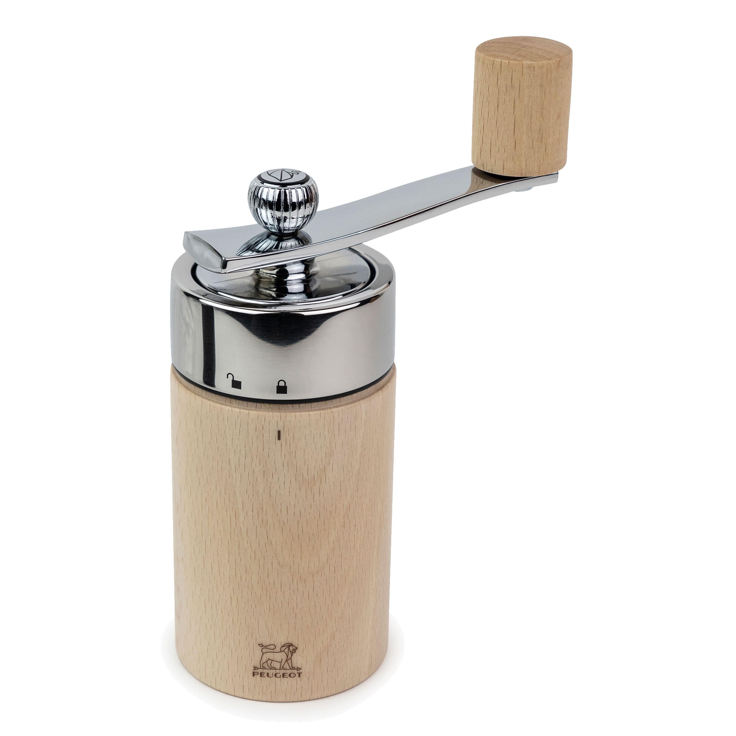 PEUGEOT - Isen 15 cm Manual Nutmeg Mill - Made With PEFC Certified Wood - Lifetime Guaranteed Mechanism - Made In France - Natural Colour Beechwood and Stainless Steel