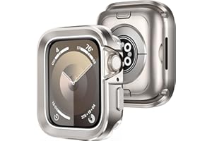 Amizee 2 in 1 Metal Rugged Case Compatible with Apple Watch Series 9/8/7 45mm, Aluminum Shockproof Protective Bumper Cover Co