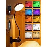 Clip on Light,10 RGB Colors+10 Brightness Small Desk Lamp with Clamp Light | 500 lm Bright 72 LED Desk Light, USB Adapter Reading Lights for Books in Bed/Headboard/Bedside Table/Bedroom/Dorm/Home Office