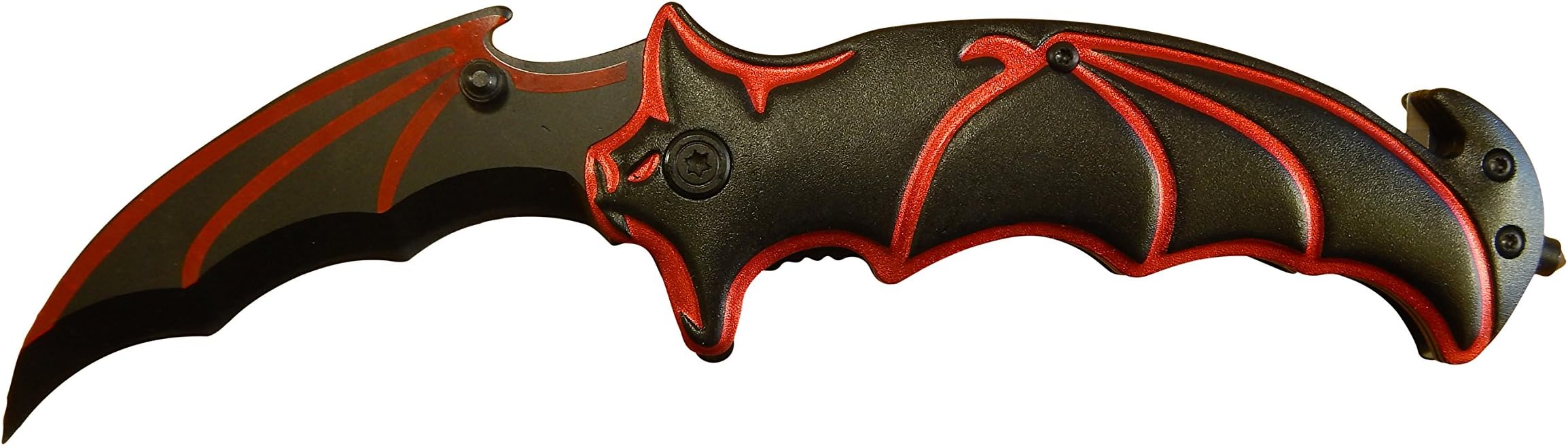 Tucson Tools Batman Knife BAT FACE! Spring Assisted Opening Tactical Folding Blade Black w/Red