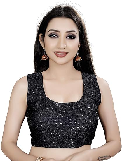 black sequin sleeveless blouse