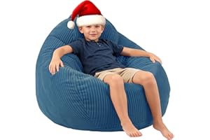 LPMOERA Bean Bag Chairs for Kids/Teen with Memory Foam Filling Bean Bag Sofa with Soft Corduroy Fabric BeanBag Chair for Living Room Bedroom College Dorm Reading Chair Blue