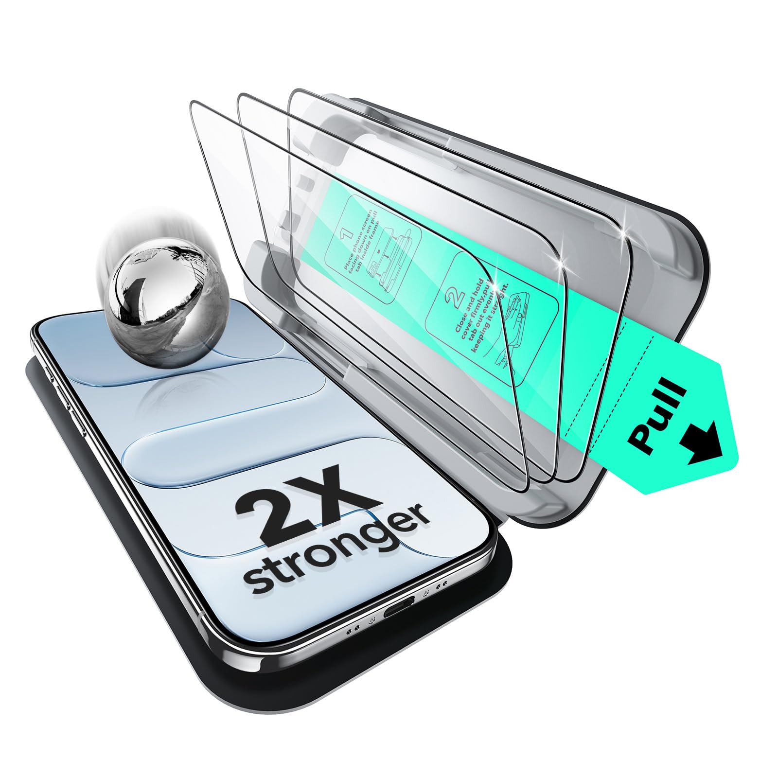 Photo 1 of ESR 3 Pack for iPhone Air Screen Protector, Military-Grade Shatterproof, 9H Hardness, Full Coverage Tempered Glass for iPhone 17 Air with Ultra Fit Tray