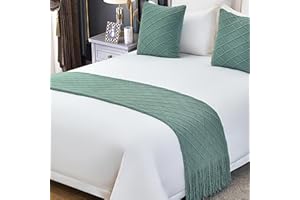 nstvifu Knit Bed Runners for King Size Bed, Solid Color Bed Scarf with Tassel, Boho Woven Bed Scarves No Fading Soft Bed Throw Blanket for Bedroom Home Hotel (60x260cm/23.6 * 102in,B11)