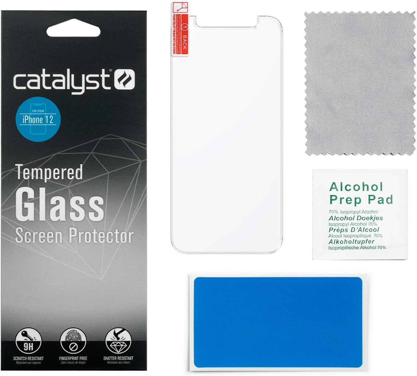 Catalyst Designed for iPhone 12 Mini Tempered Glass Screen Protector with Cleaning Pad, Shatter Proof - Image 4